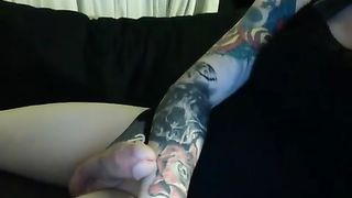 Tatted Transgender Princess Jerking Off