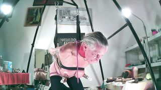 Lovedildos in Restrain Bondage with Rectal Hook!