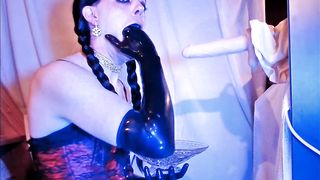 Chrissy Purple 85 Blow Arm Choking Ponytails Dark-Hued Mittens