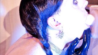 Chrissy Purple 85 Blow Arm Choking Ponytails Dark-Hued Mittens