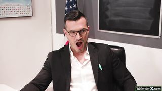 Tgirl cheerleader has hardon for teacher