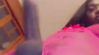 Sexy Ebony Trans Woman Shows Off Her Huge Hard Cock