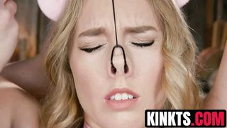 Blonde Riley Reyes serves sloppy blowjob with slim Natalie Mars