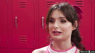 Cheerleader tgirl caught getting sucked