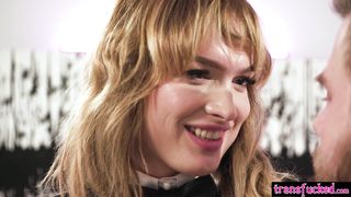 Going all in with horny big tits shemale