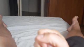 Young guy jerks of his medium cock