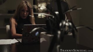 Joel Someone earns his loan by fucking his trans stepmom Eva Paradis