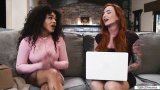 Cougar masturbates she-male counterparts man-meat with fucktoy to test it out (Eva Maxim, Sophia Locke)