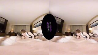 Hotel Manager Natalie Mars shows you great service with her cock, and fucks you