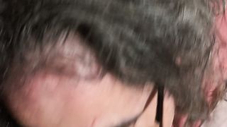 Cardiff sissy Danielle sucks cock and takes a facial