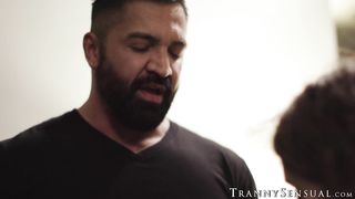 TS Nicole Knight covered in creamy cum after seducing Dominic Pacifico