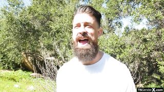 Buxomy she-creature Haven Rose anal invasion drilled by dudes knob outdoors