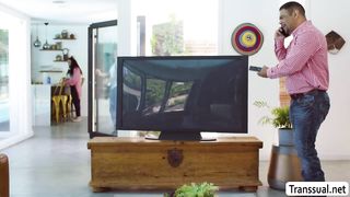 Cosseted TRANSSEXUAL daughter-in-law torn up by the handyman (Cliff Jensen, Eva Maxim)