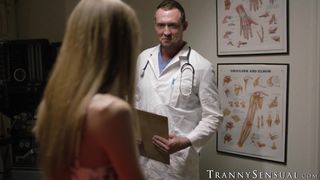 Doctor Pierce Paris takes cock down TS Crystal Thayers throat and ass