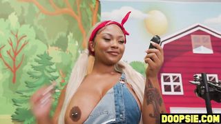 PLUS-SIZE ebony COUGAR strokes 2 XXL trunk she-males and has anal invasion threeway (Avery Jane, Eva Maxim, Izzy Wilde)