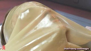 Shemale and babe dominate male sub