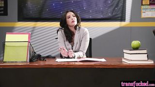 Torrid tranny college girl Autumn Rain plumbed magnificent immense caboose instructor Casey Calvert