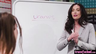 Torrid tranny college girl Autumn Rain plumbed magnificent immense caboose instructor Casey Calvert