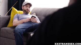 Pierced TS Amy Nosferatu uses her split tongue to lick Only Matts cock