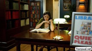 Bodacious Tranny ass job and butt-fucked in the library