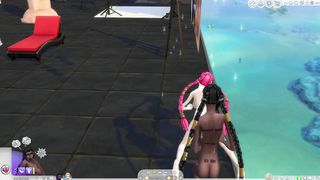 futa queens on tropical beach sims four