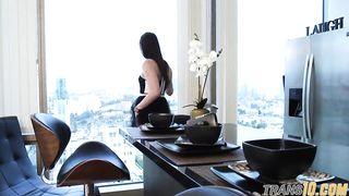 Doggy style humped transsexual gets pulverized by big black cock