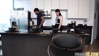 Doggy style humped transsexual gets pulverized by big black cock