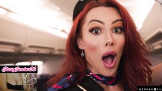 Cool trans stewardess nailed By Cub & Gigantic Tittied Honey