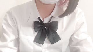 男の娘の変態制服コスプレ射精オナニー顔出しリメイク