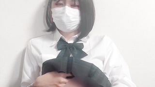 男の娘の変態制服コスプレ射精オナニー顔出しリメイク