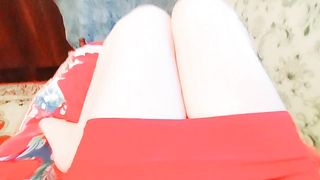 Stunning sissy displaying off sheen lips under spotlight