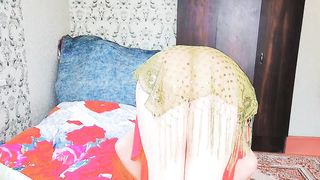 Stunning sissy displaying off sheen lips under spotlight