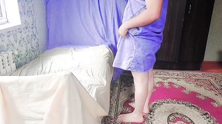 Sweet sissy posing next to sensitized glowing candles