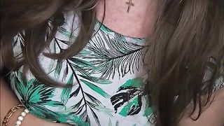 Crossdresser drains her stiff knob