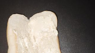 Femboy Trans Woman Makes a Jism Sandwich and Slurps it