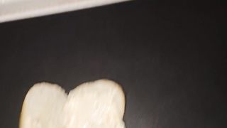 Femboy Trans Woman Makes a Jism Sandwich and Slurps it