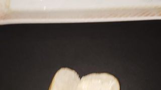 Femboy Trans Woman Makes a Jism Sandwich and Slurps it