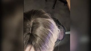 POINT OF VIEW jizz-shotgun throating, blow Towheaded in Footwear, fishnets, harness and crimson vinyl suit