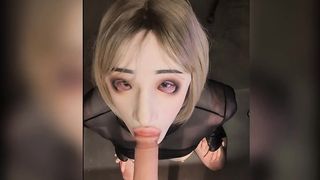 POINT OF VIEW jizz-shotgun throating, blow Towheaded in Footwear, fishnets, harness and crimson vinyl suit