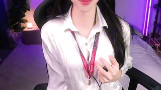 Whorey assistant femboy edging, using a brain hack to have numerous jizz shots, and drinking it all