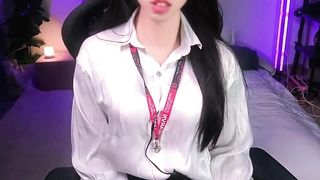 Whorey assistant femboy edging, using a brain hack to have numerous jizz shots, and drinking it all