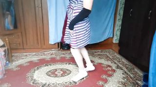 Wonderful trans gal fixing eyeliner with sustained forearms