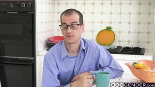 Crazy tranny Lena Moon drank cock and got humped in butt