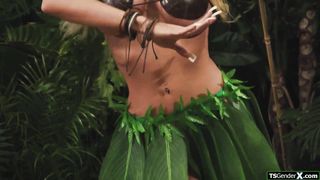 Buxomy tgirl hula stunner Brittney Kade salutes boys on trans island with a rock hard she-creature wood.The gigantic boob tranny is fellated off and bumfuck barebacks a fellow