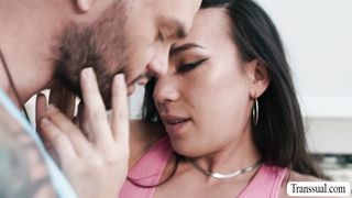 Slutty Trans babe butt fucked while live on X