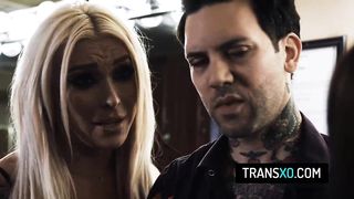 Handsome transgender princess model Aubrey Kate rump pounded rigid in a unclothe bar