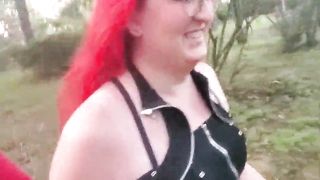 Shemale takes moist breeding in public