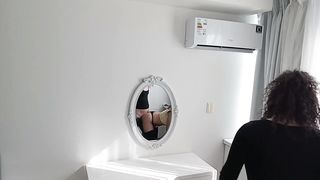 Ample schlong t,r,v pounds me with my panty on and shoeless, chesty and ginormous backside Latina dark haired