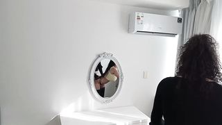 Ample schlong t,r,v pounds me with my panty on and shoeless, chesty and ginormous backside Latina dark haired