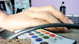 Sexy Shemale Tugging Dick On Cam